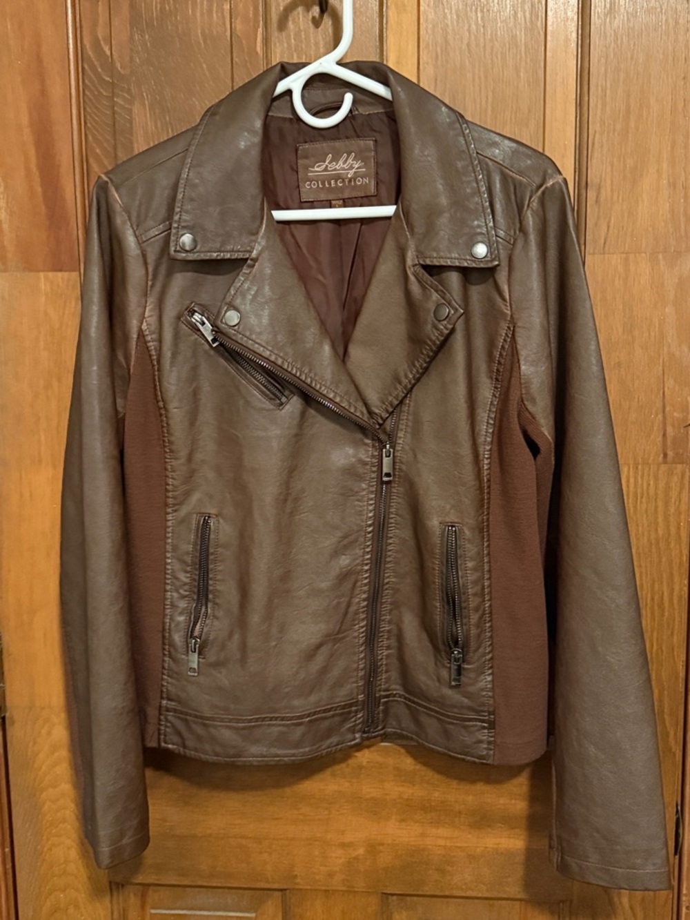 Sebby Brown Faux Leather Moto Jacket - Classic Brown